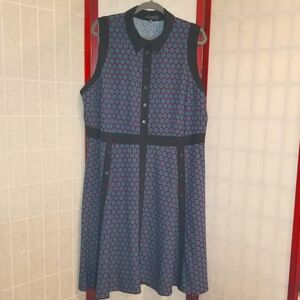 Eloquii Blue and Rust Hexagon Dress